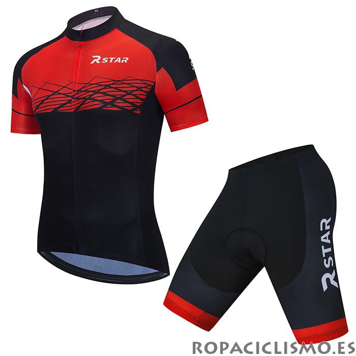 2021 Maillot R Star Tirantes Mangas Cortas Negro Rojo